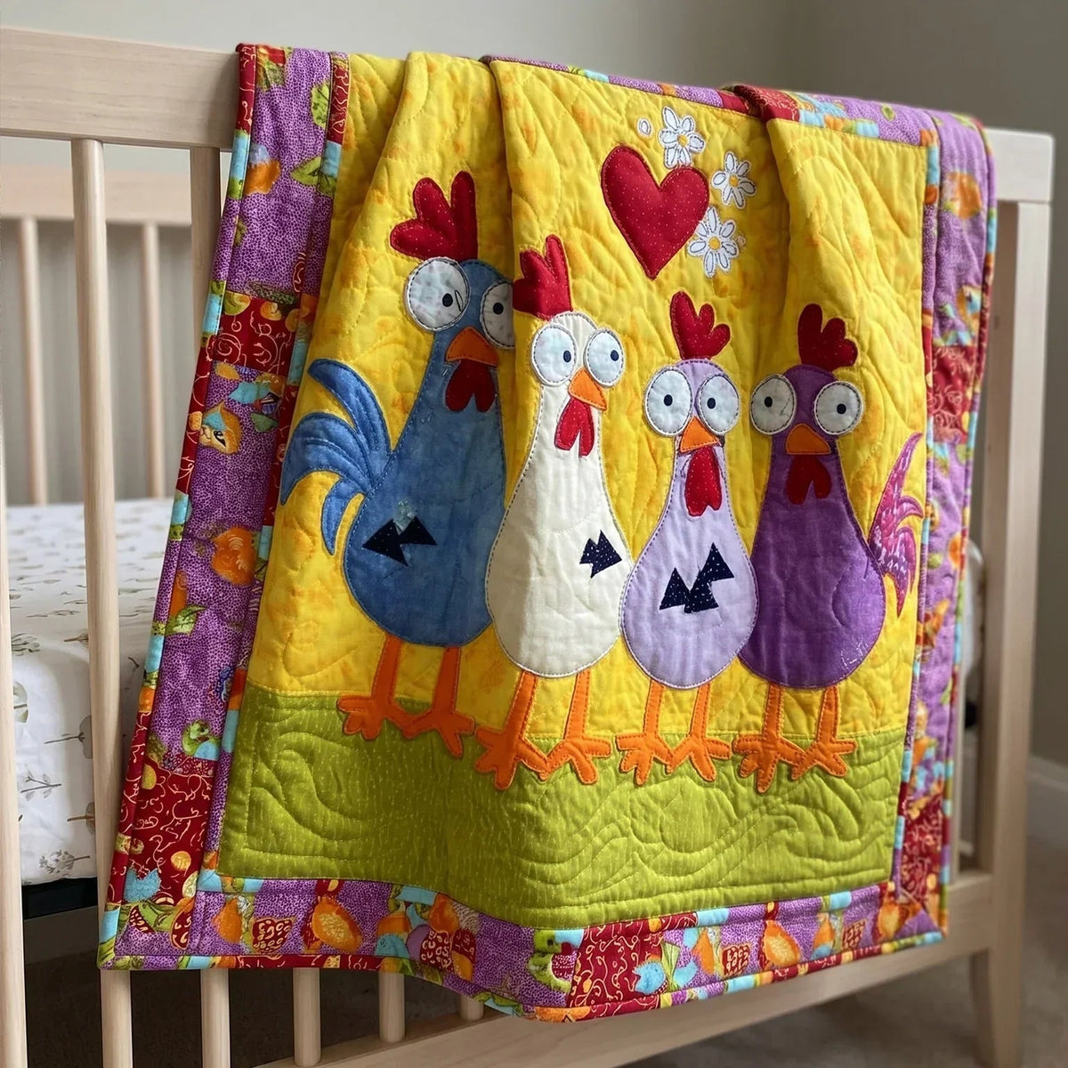 Farmstead Chicken Quilt Blanket - Quilted Blanket by Wild and Way