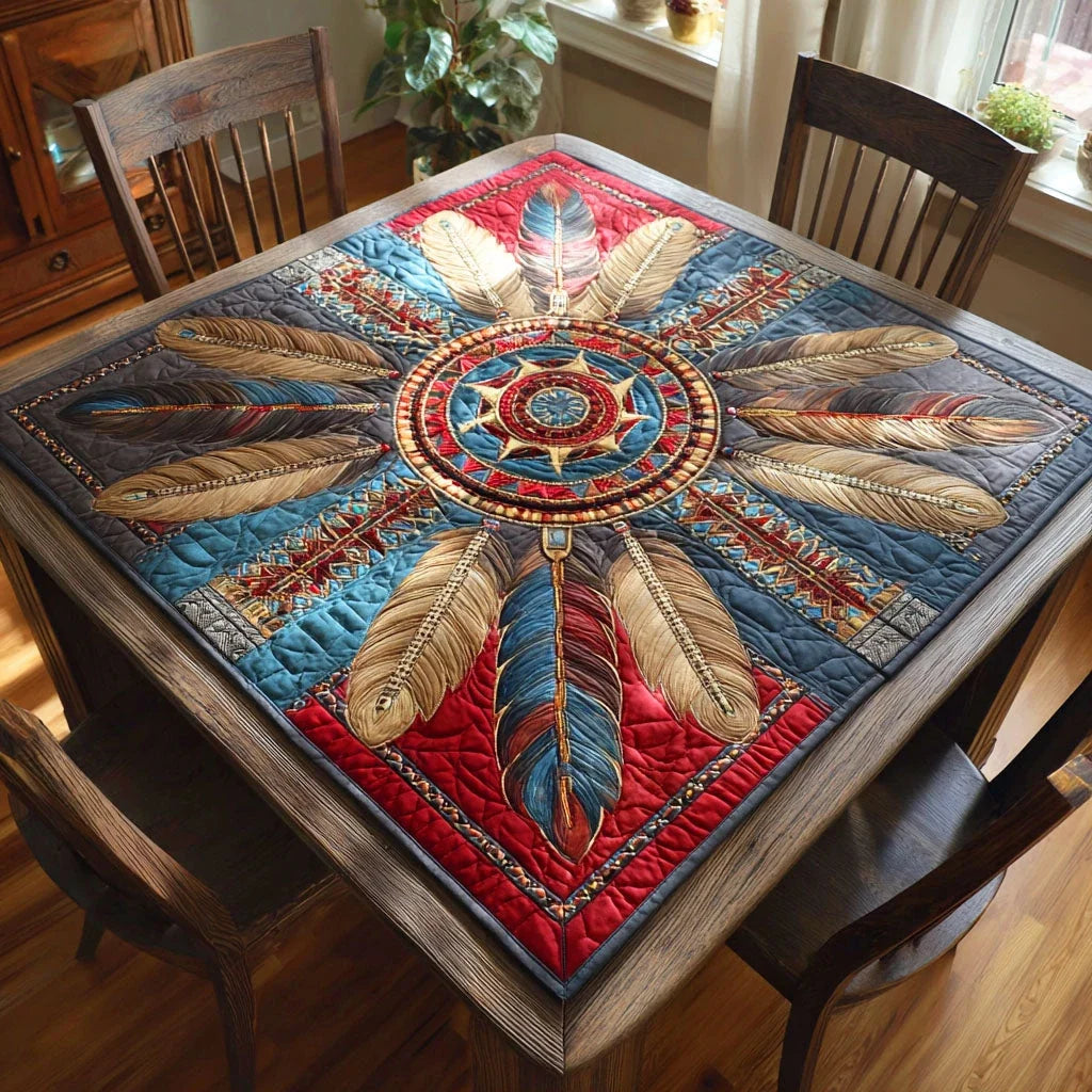 Feather Circle Quilted Table Topper