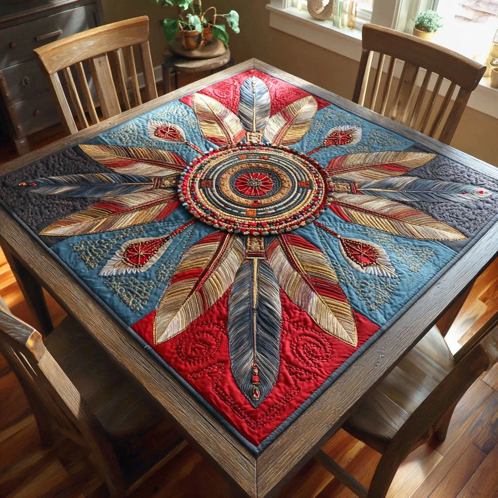 Feather Flame Quilted Table Topper
