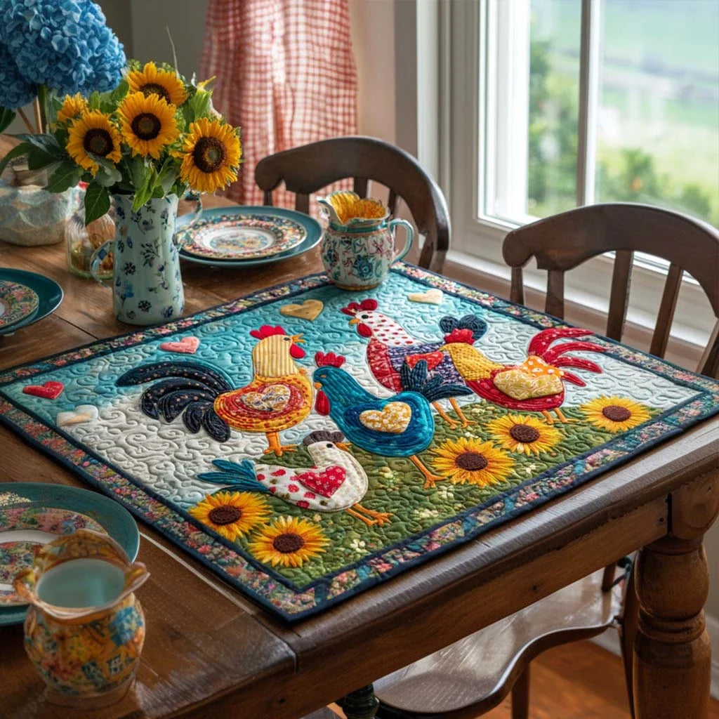 Feather Friends Quilted Table Topper