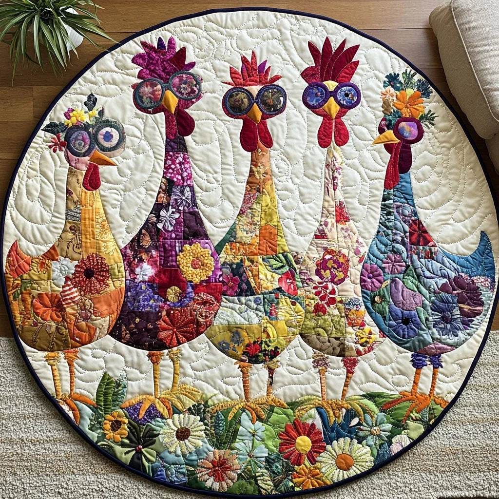 Feathered Frolic Quilted Round Mat