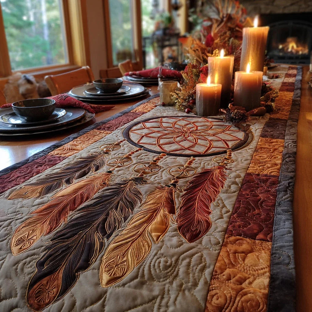 Feathered Light Quilted Table Runner