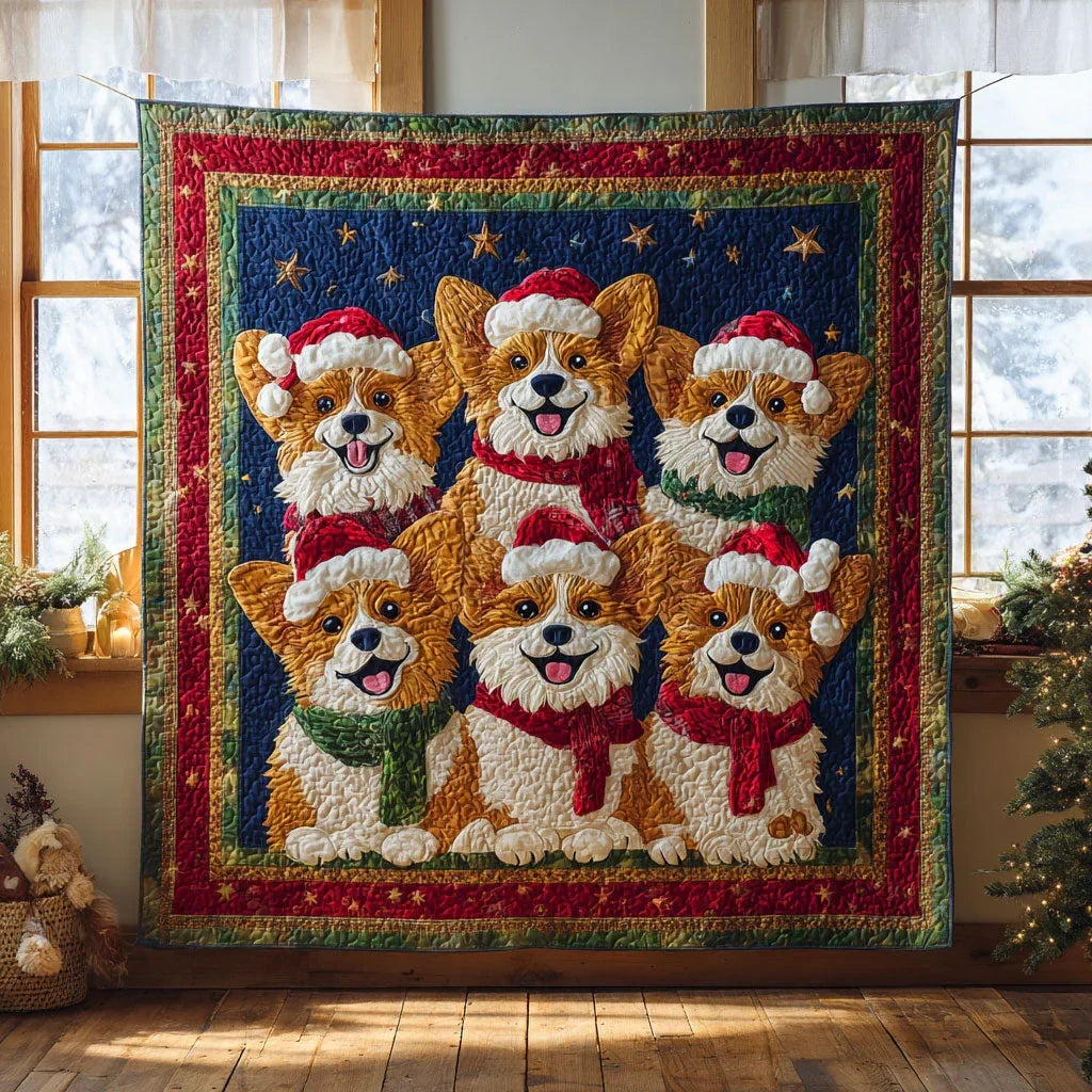 Festive Friends Corgi Quilt Blanket