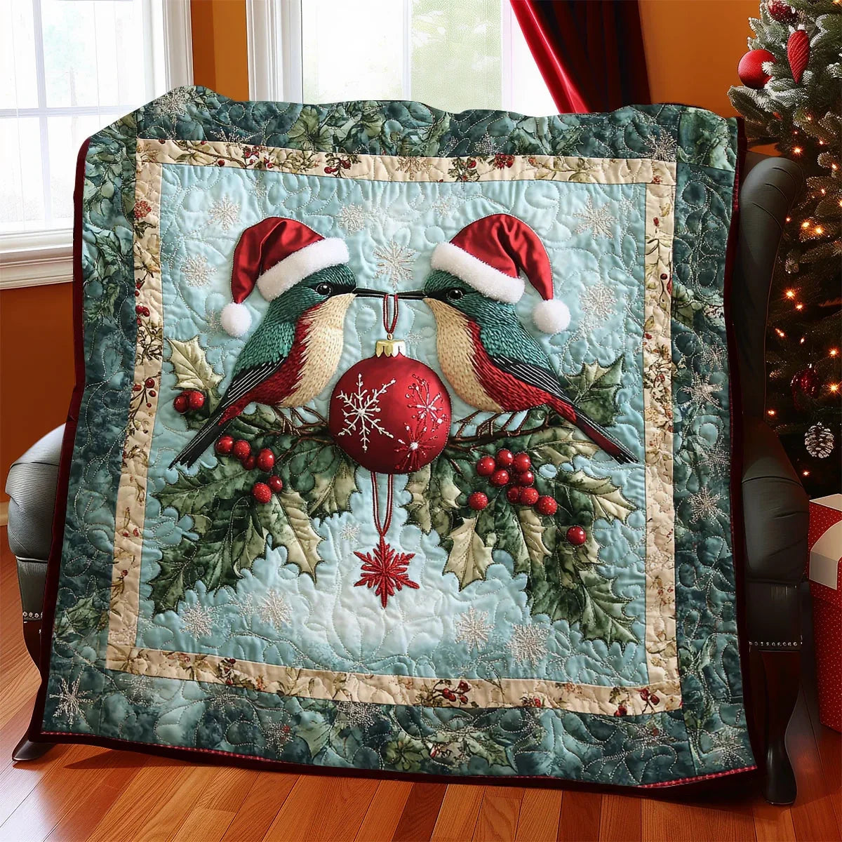 Festive Hummingbird Spark Quilt Blanket
