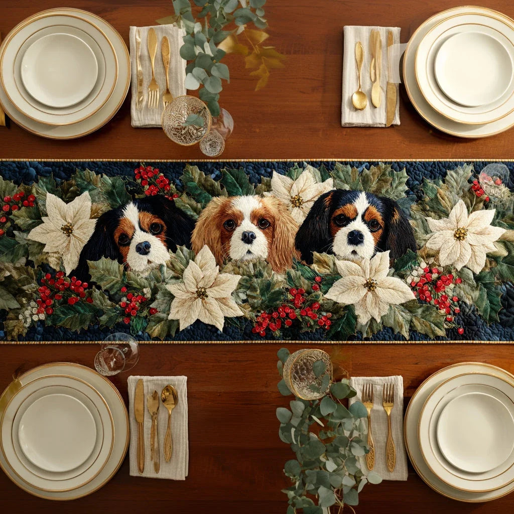 Festive King Charles Quilted Table Runner