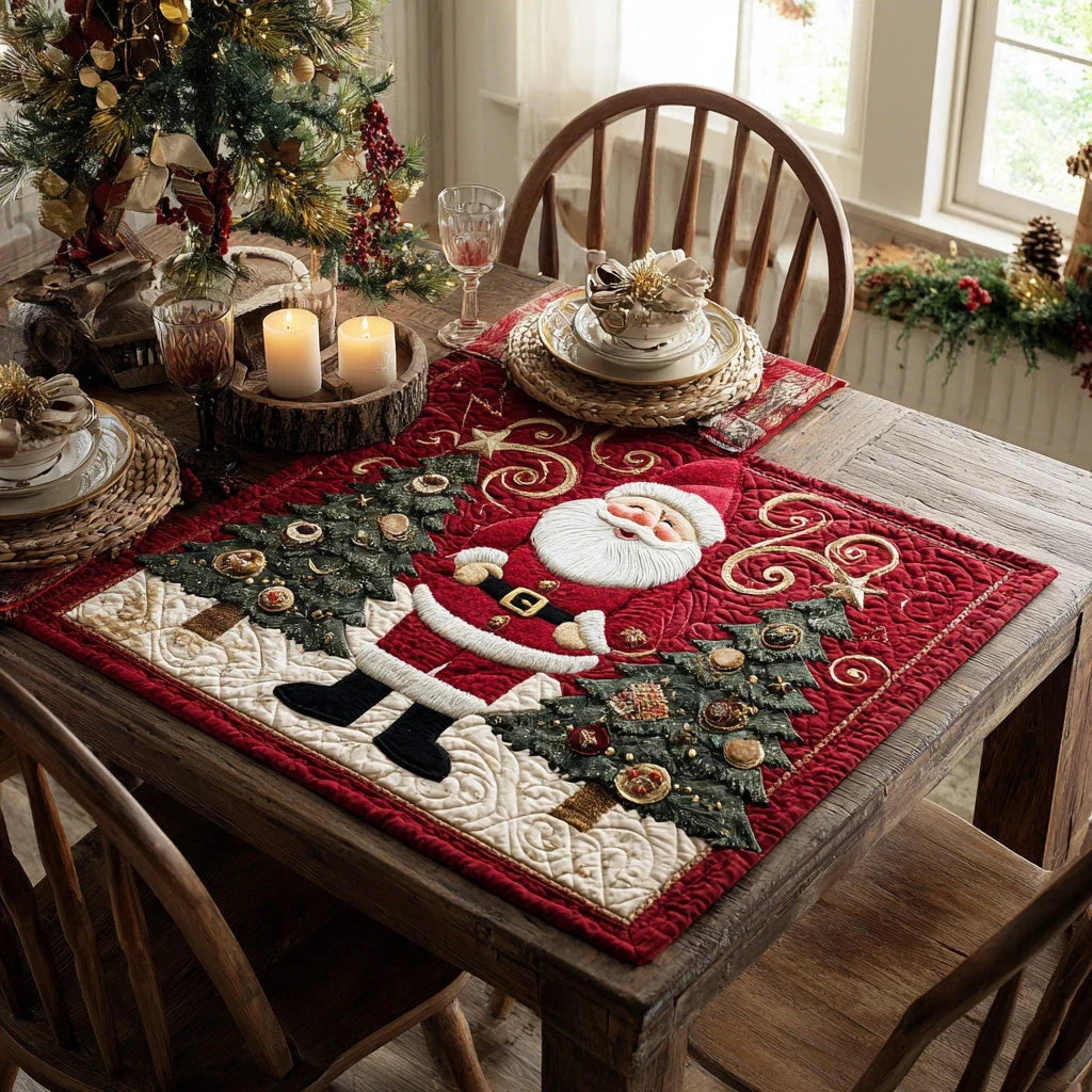 Festive Santa Forest Quilted Table Topper