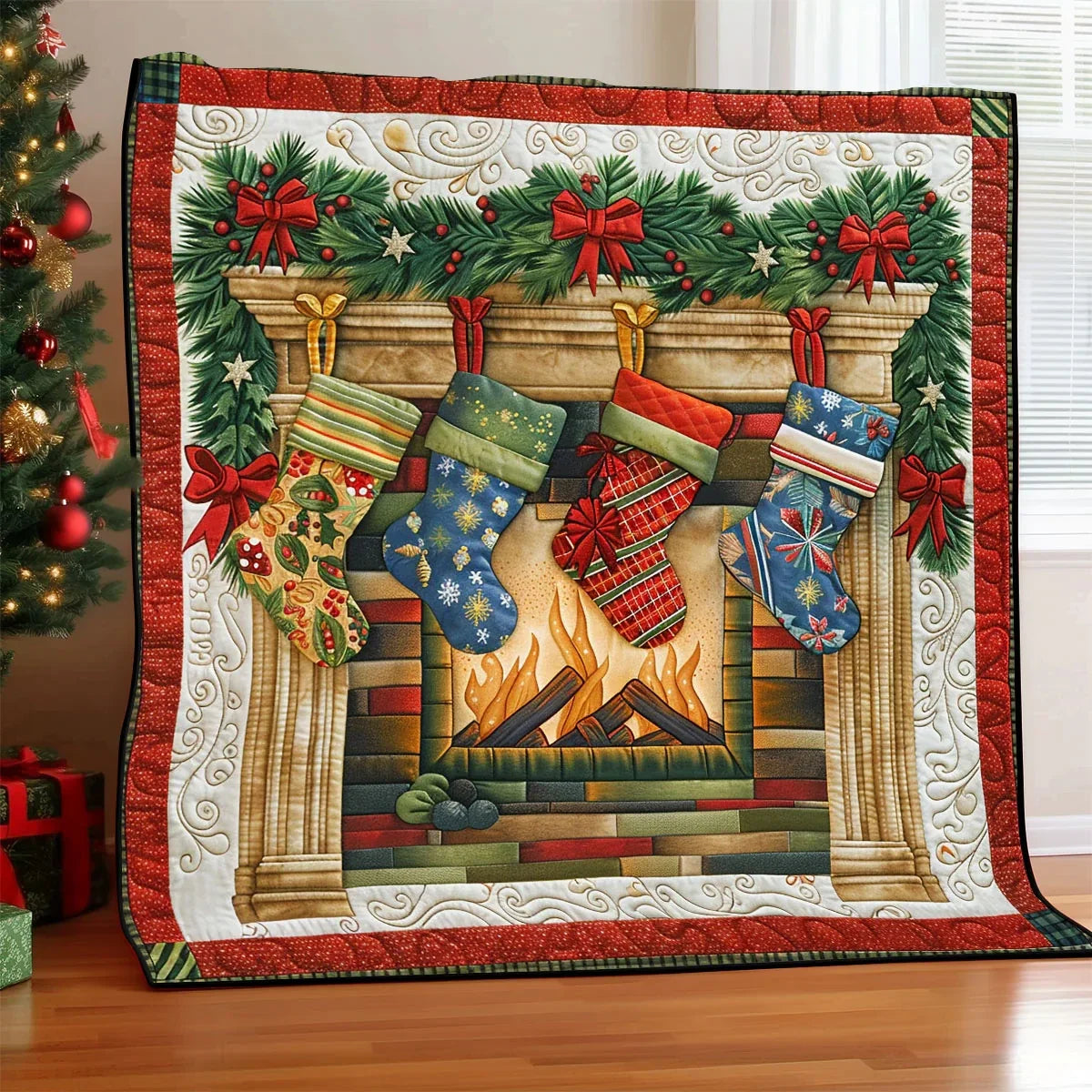Festive Stocking Quilt Blanket