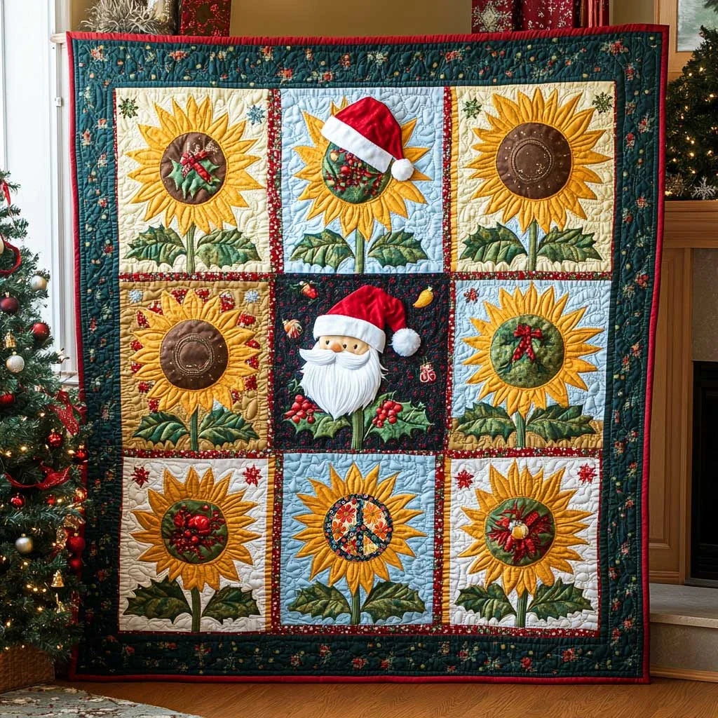 Festive Sunflower Cheer Quilt Blanket