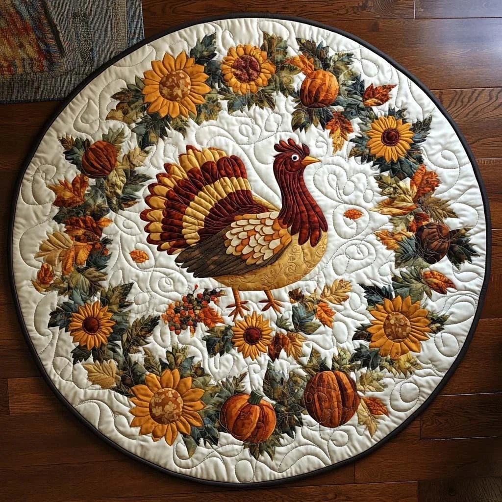 Festive Turkey Quilted Round Mat