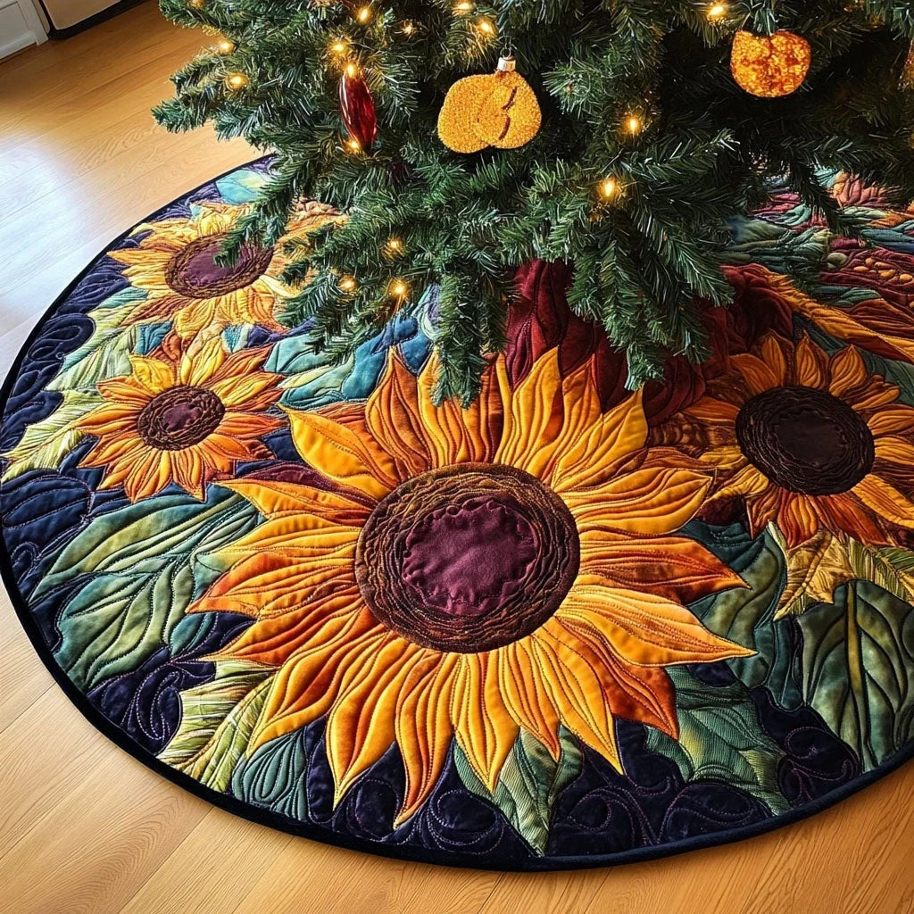 Fields of Sunshine Quilted Christmas Tree Skirt