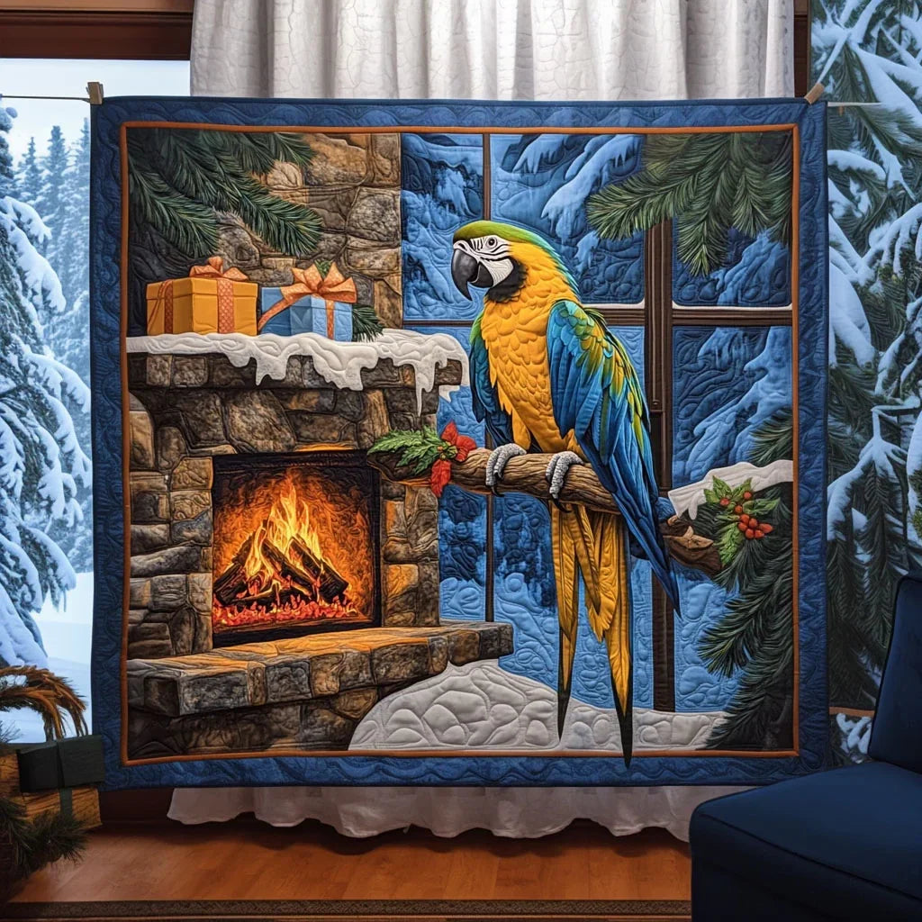 Fireside Macaw And Gifts Quilt Blanket
