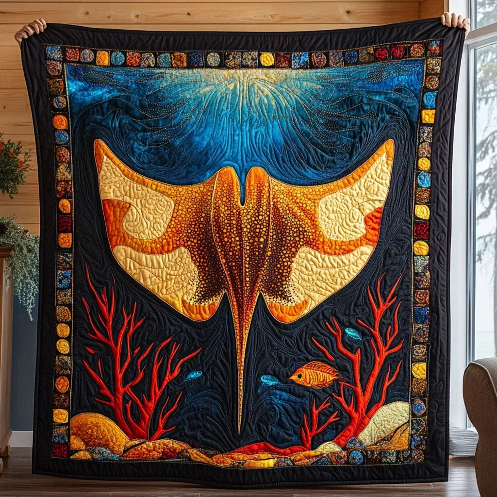 Fish Ray Quilt Blanket