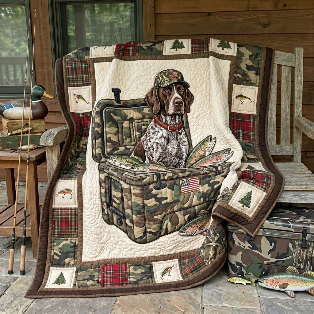Fishing Buddy Retriever Quilt Blanket