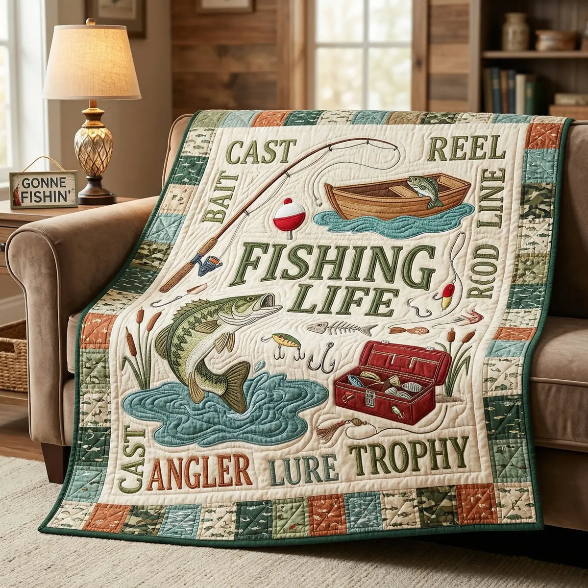Fishing Life Quilt Blanket