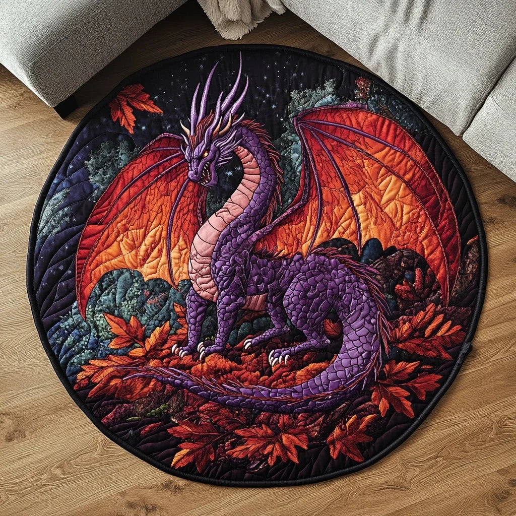 Flame Breath Orb Quilted Round Mat
