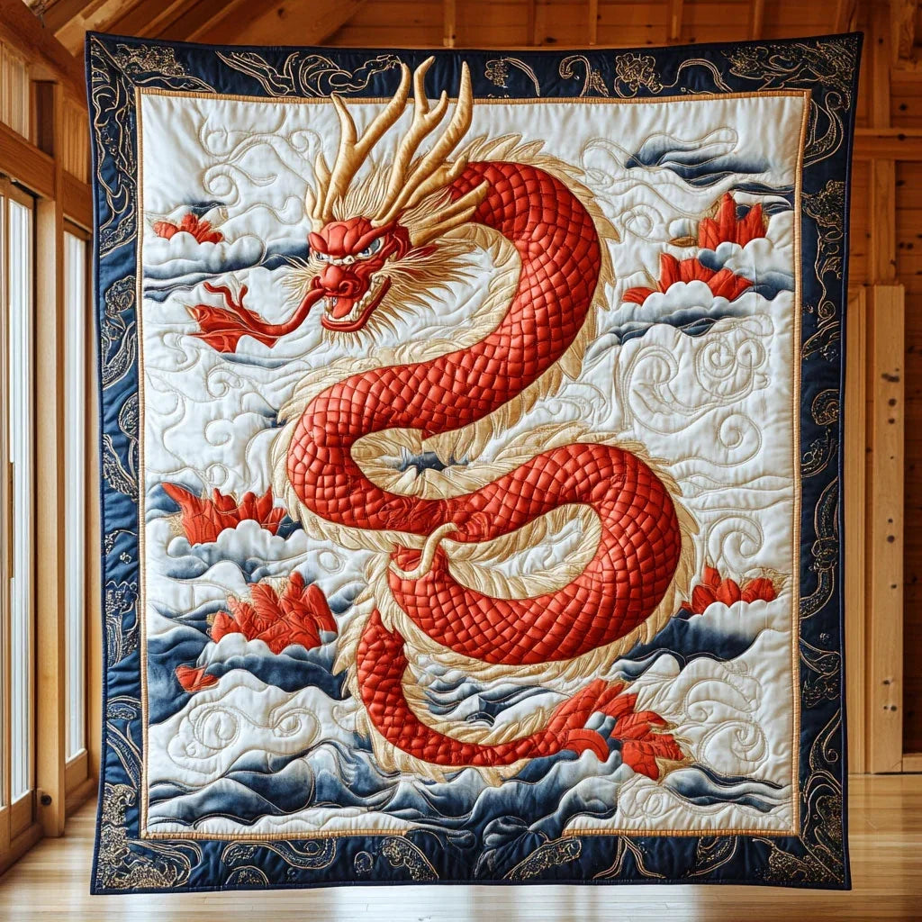 Flame Dragon Quilt Blanket