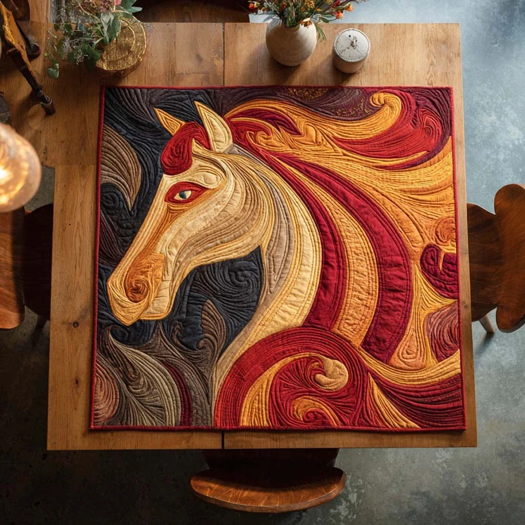 Flame Steed Quilted Table Topper