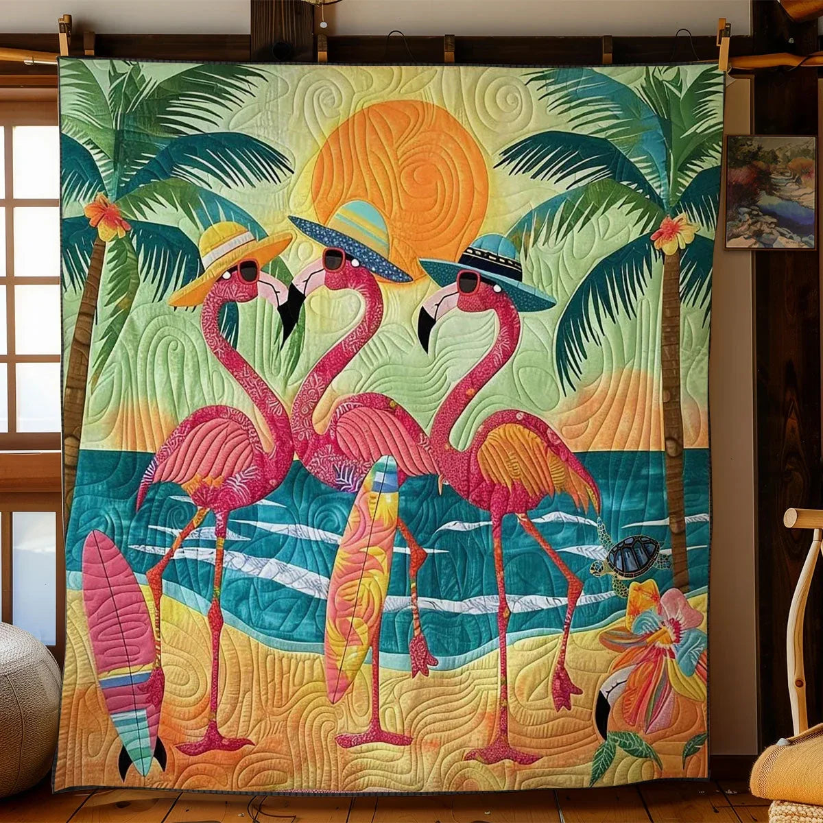 Flamingo Island Dream Quilt Blanket