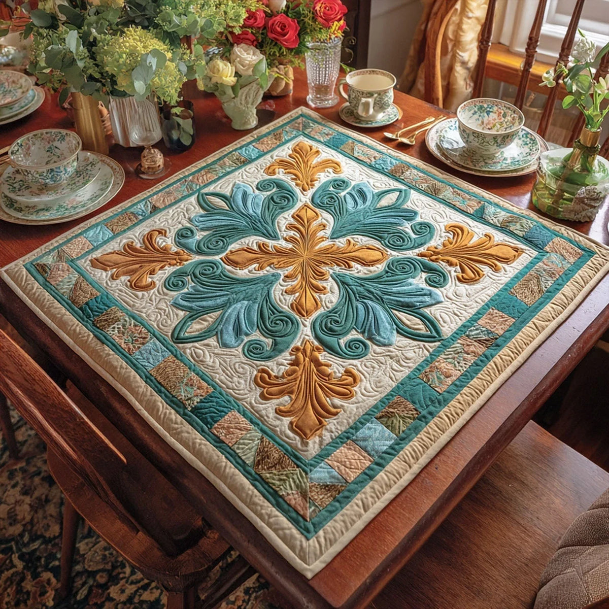 Fleur Heritage Quilted Table Topper
