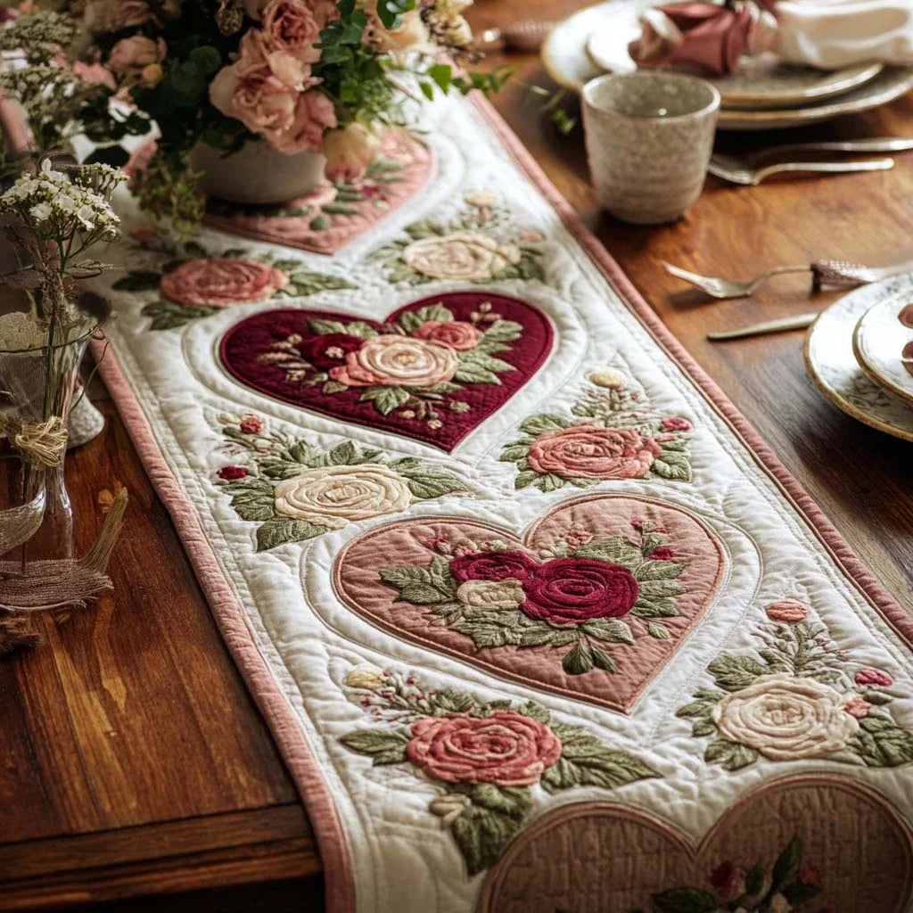 Floral Embrace Quilted Table Runner
