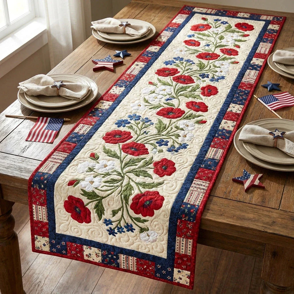 Floral Freedom Quilted Table Runner