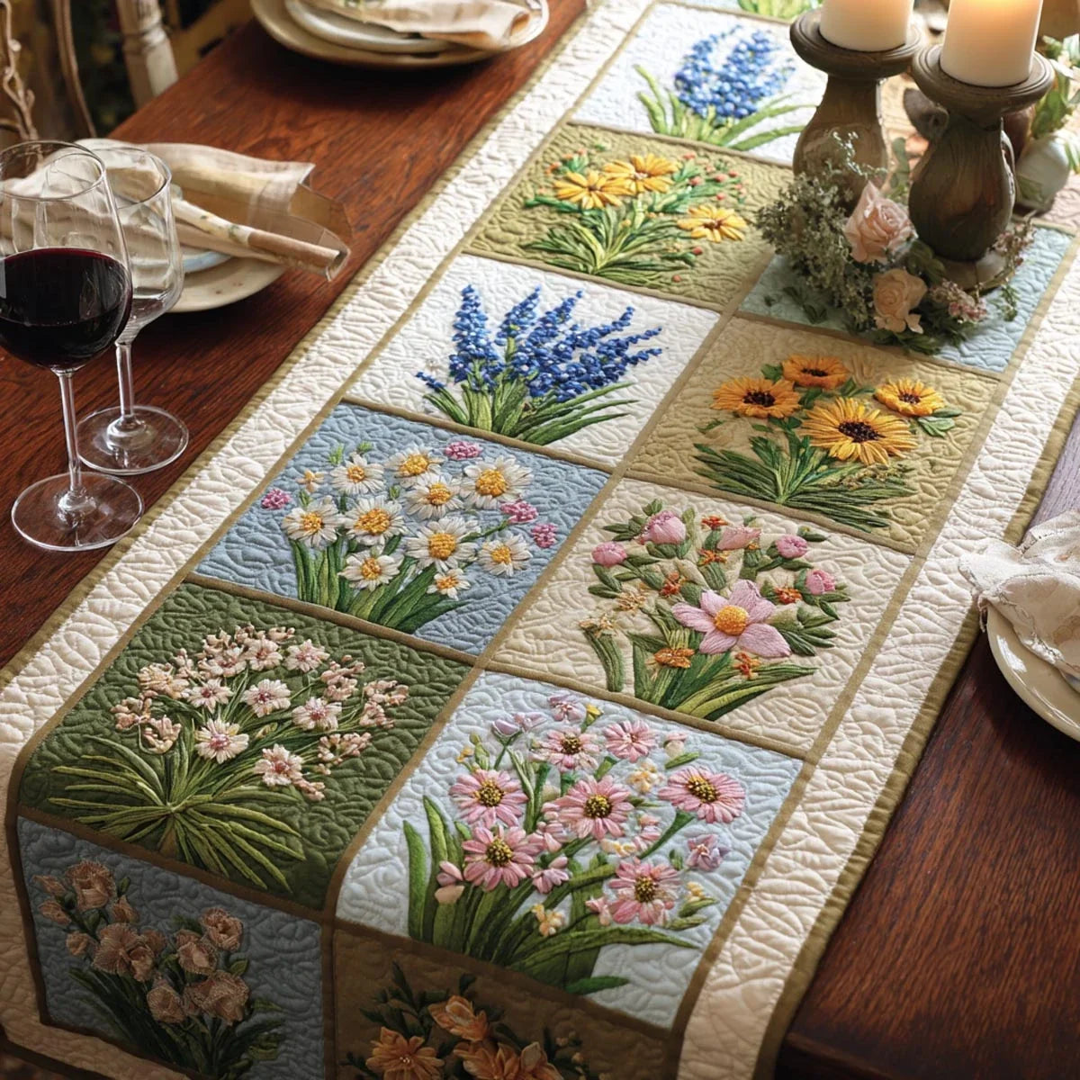 Floral Meadow Quilted Table Runner