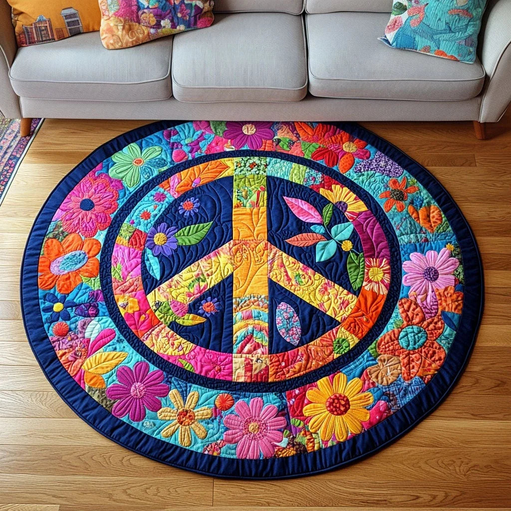 Floral Wheel Quilted Round Mat