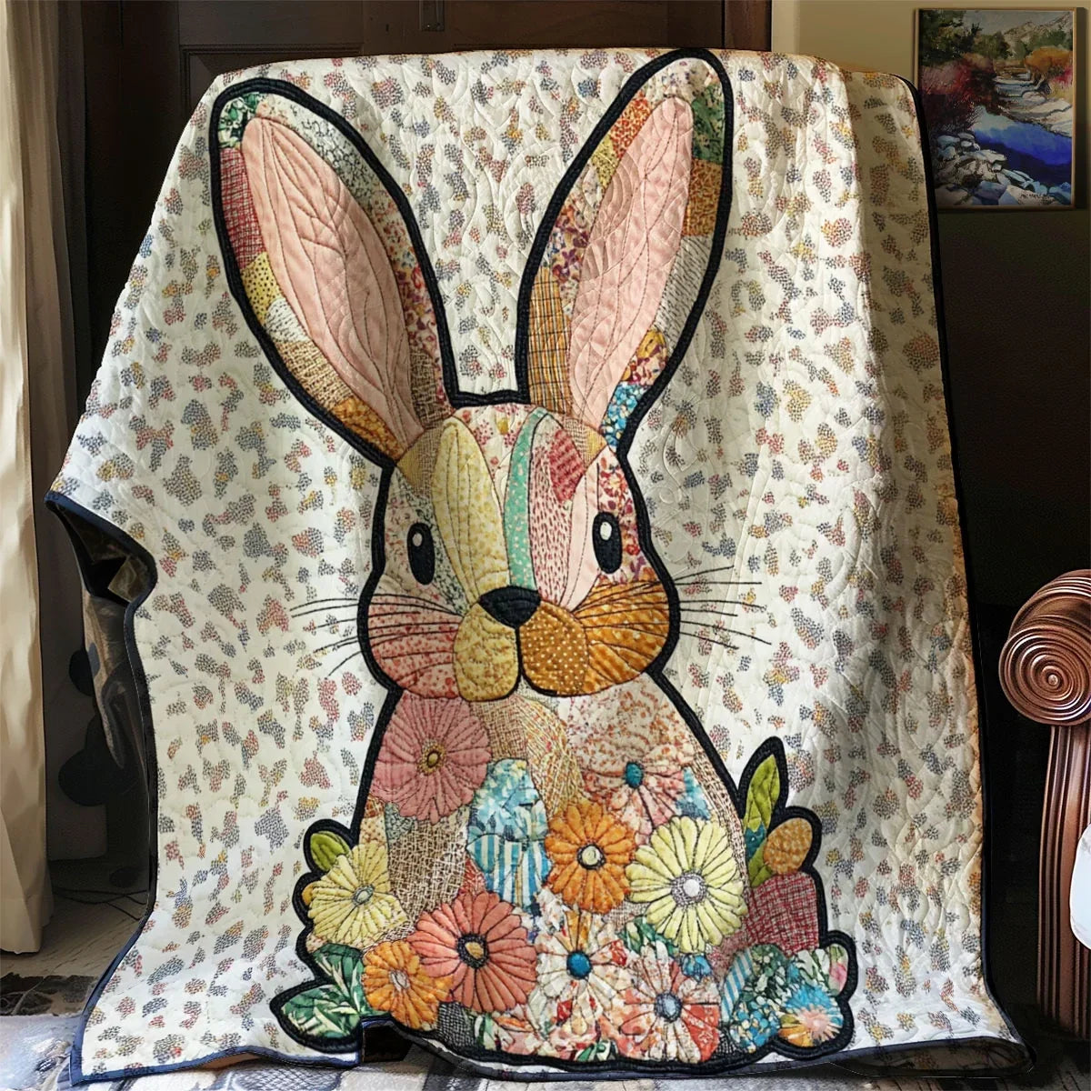Flower Bunny Quilt Blanket