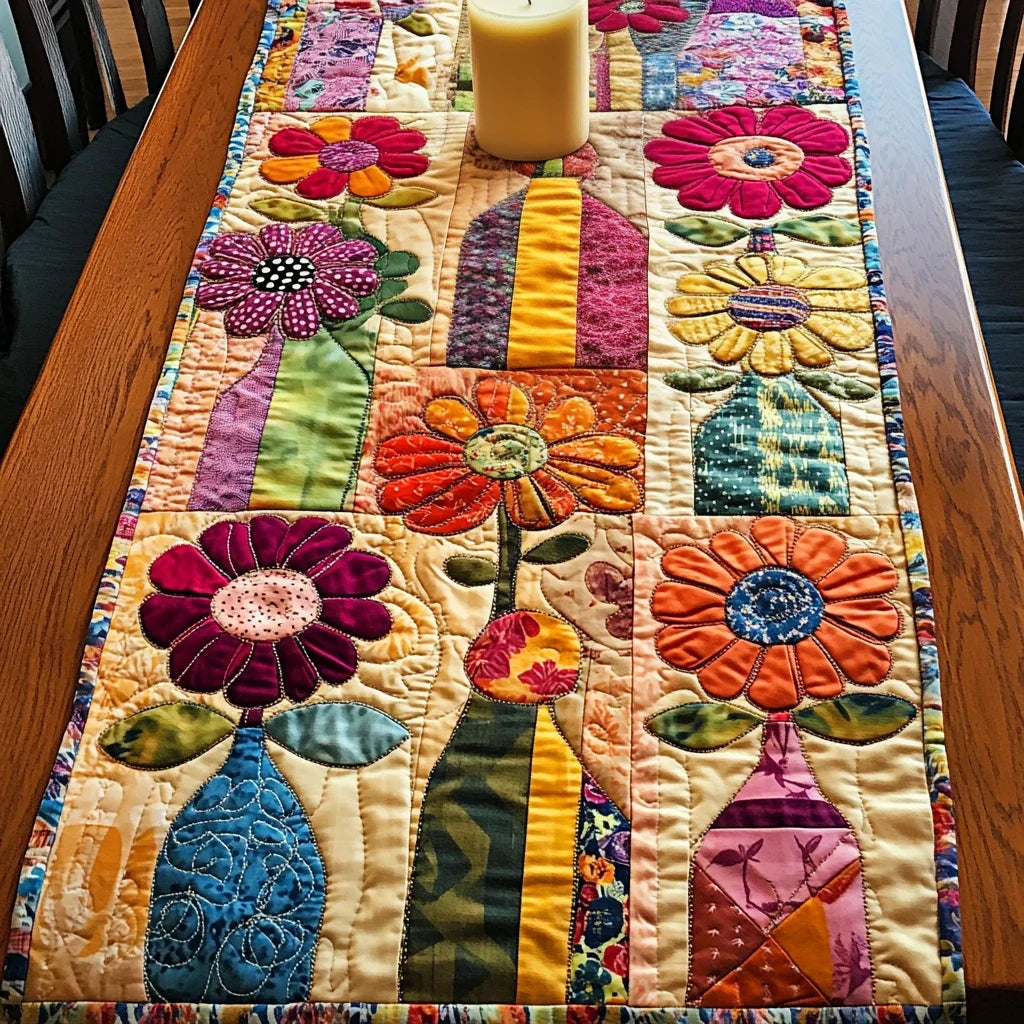 Flower Charm Quilted Table Runner