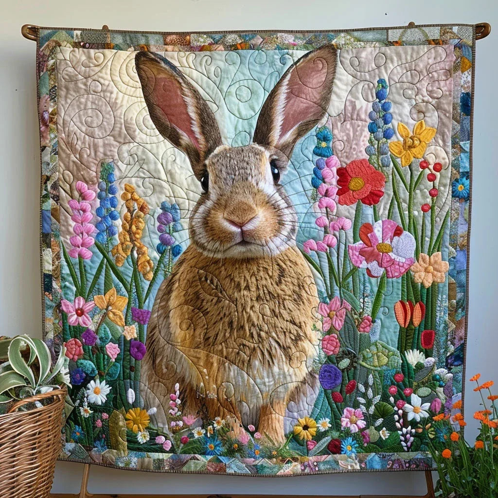 Flower Rabbit Quilt Blanket