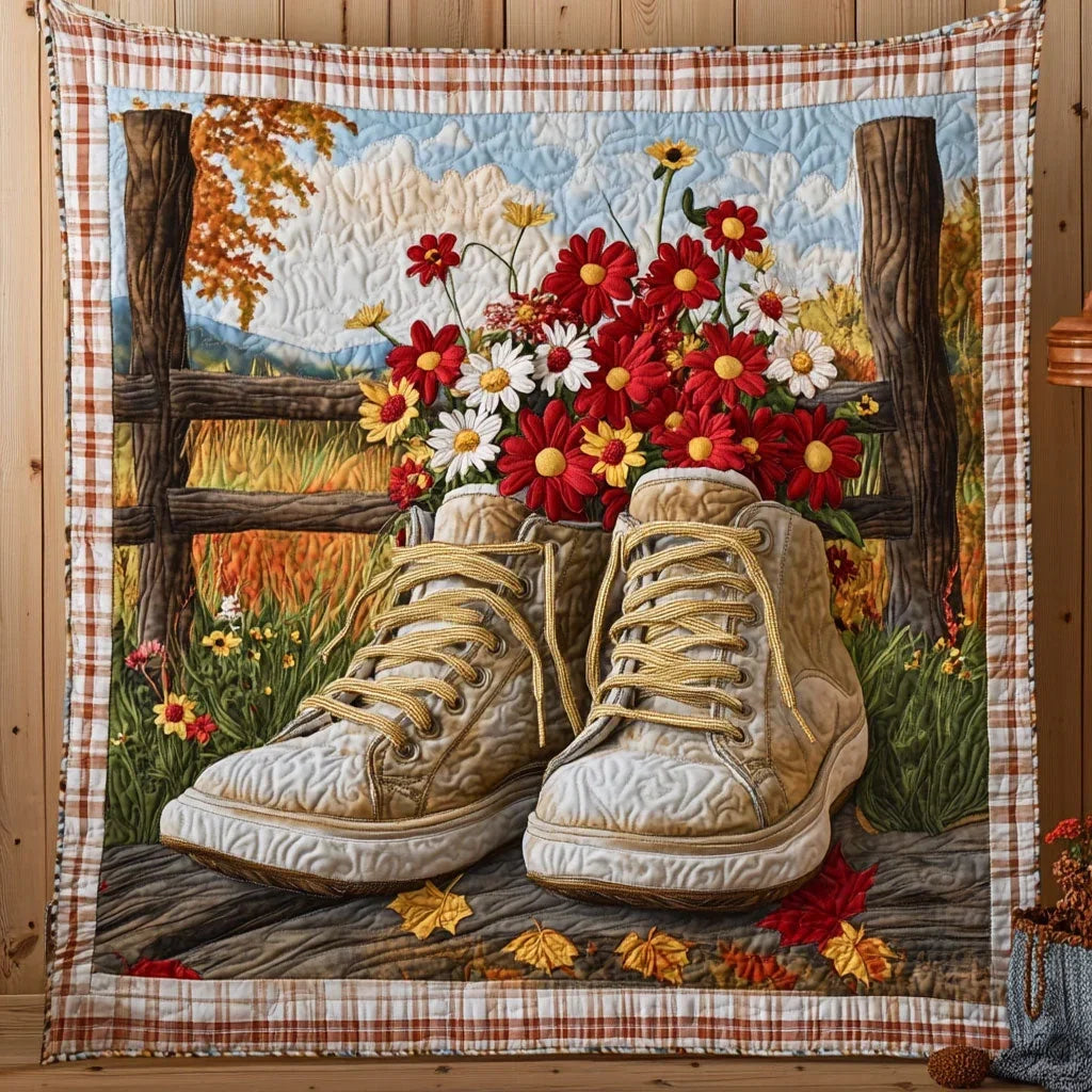 Flower Shoes Quilt Blanket
