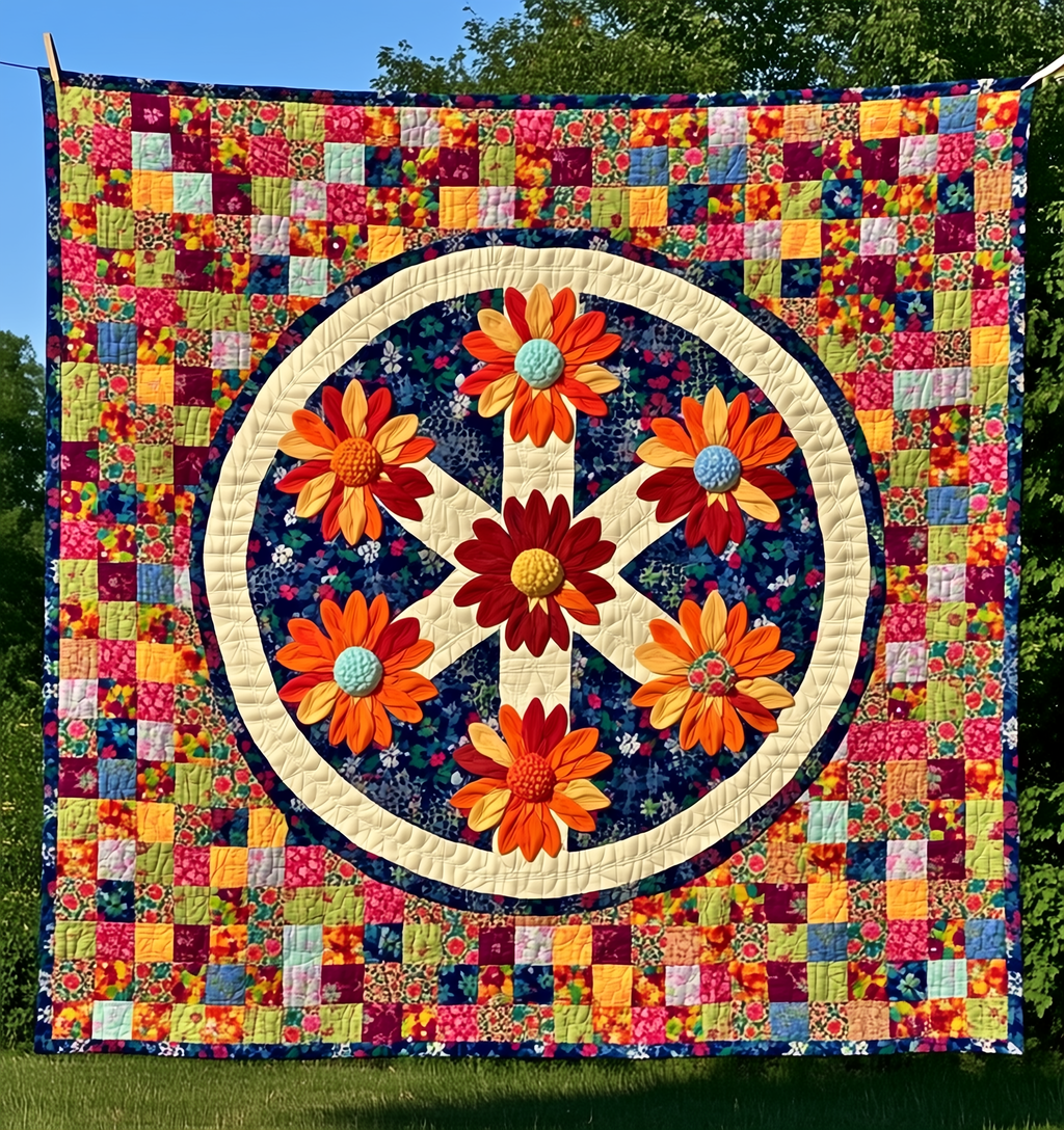 Flower Wheel Quilt Blanket - Quilted Blanket by Wild and Way