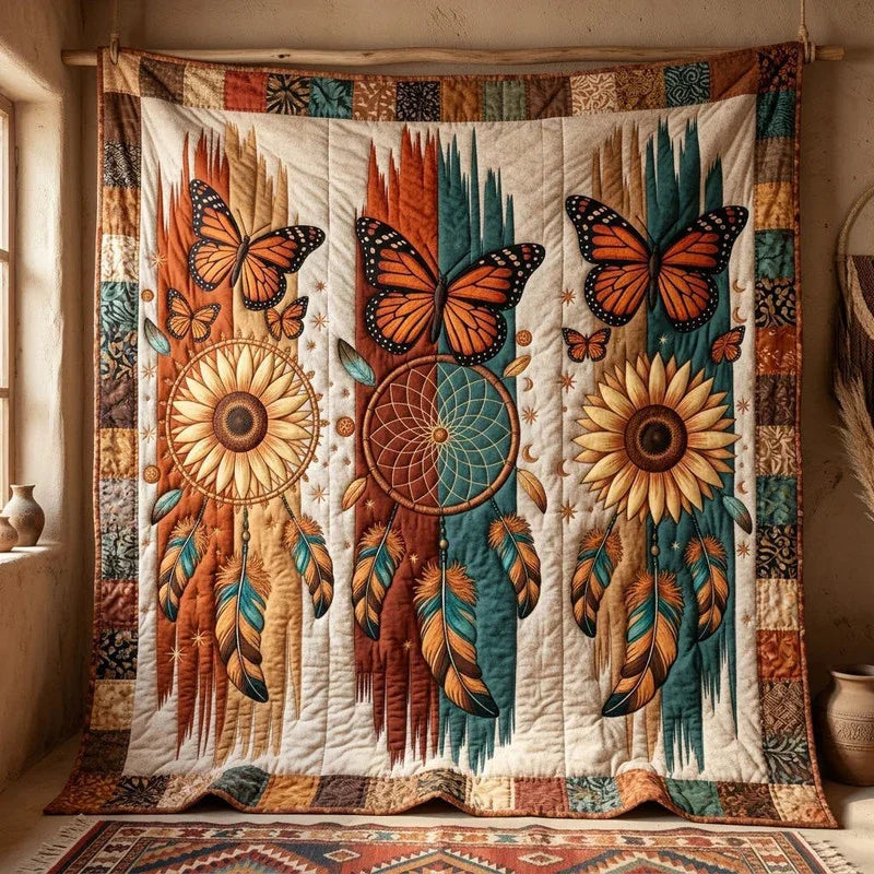 Fluttering Talisman Quilt Blanket - Quilted Blanket by Wild and Way