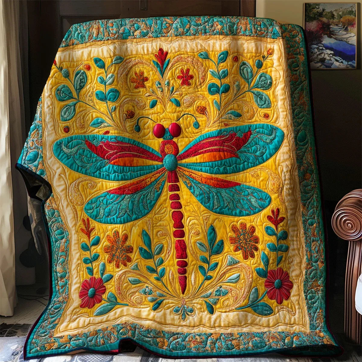 Folkart Dragonfly Quilt Blanket