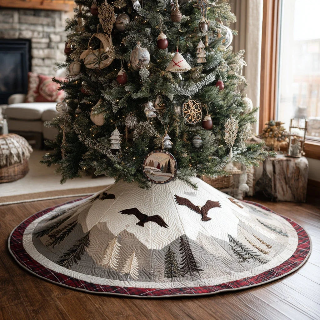 Forest Eagle Christmas Quilted Tree Skirt