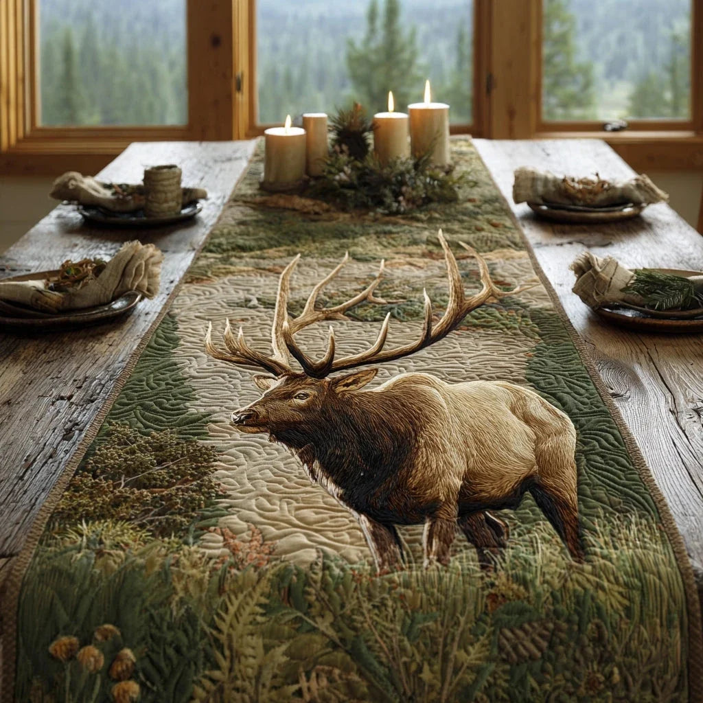 Forest Elk Quilted Table Runner
