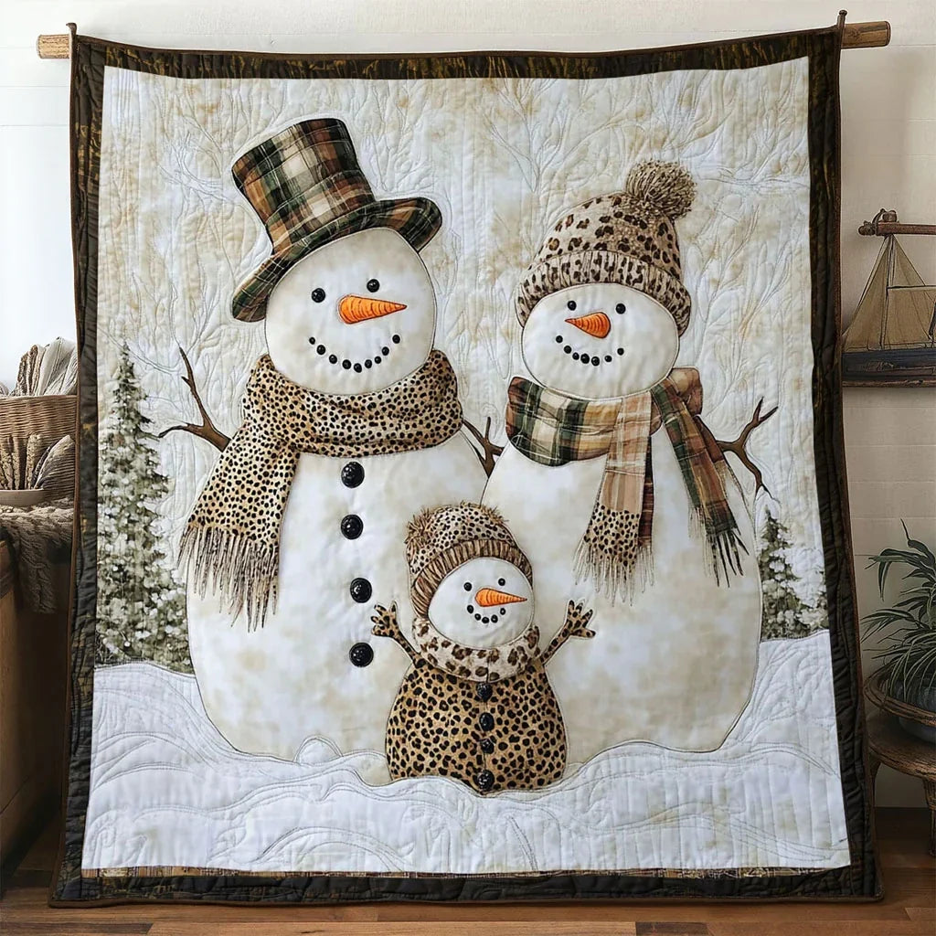 Forest Family Snowman Quilt Blanket