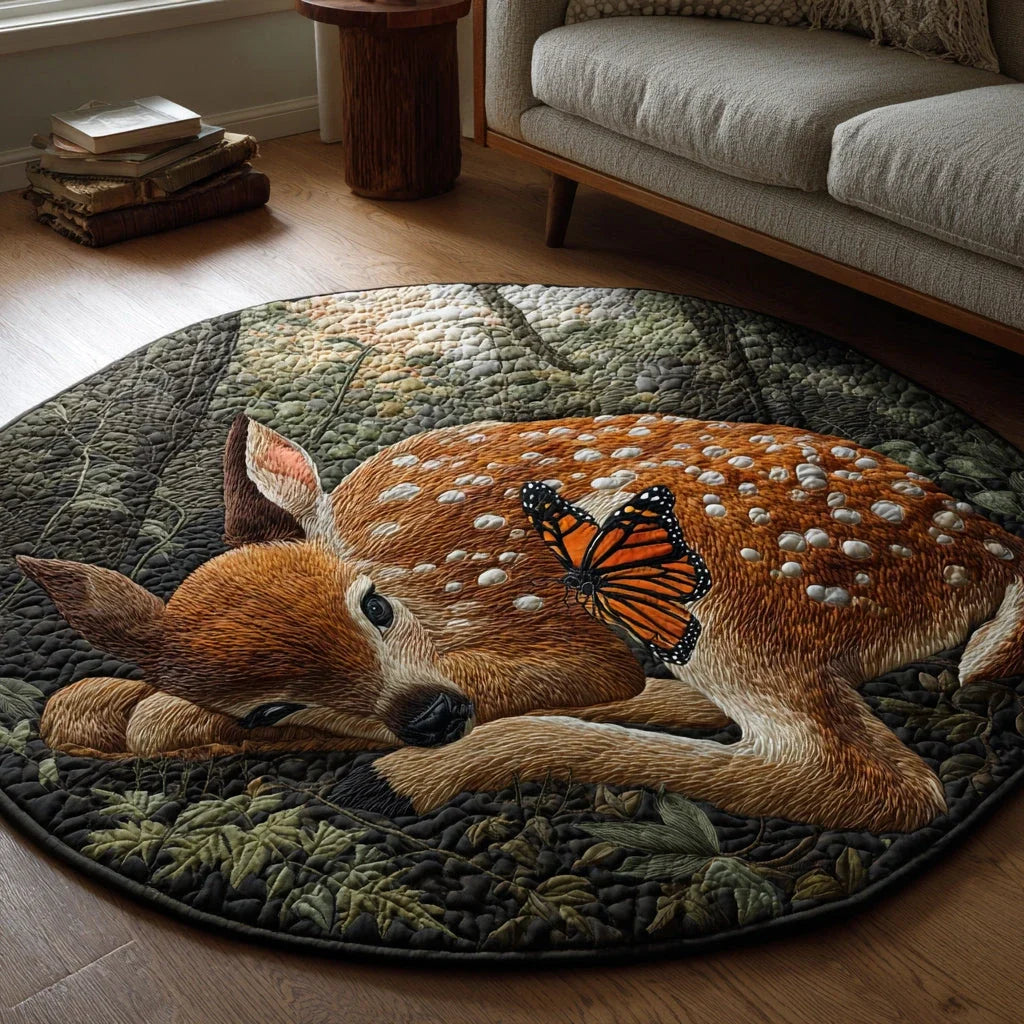 Forest Fawn Quilted Round Mat