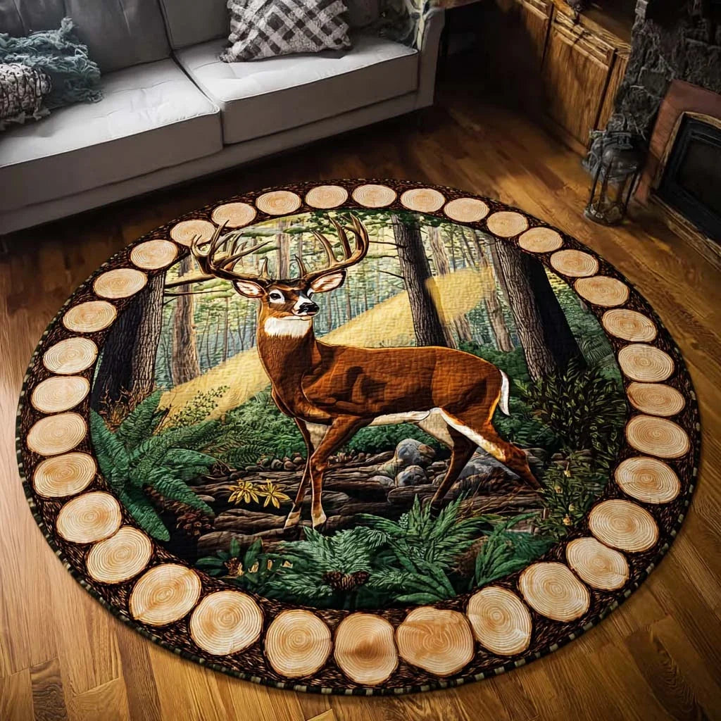 Forest Stag Quilted Round Mat