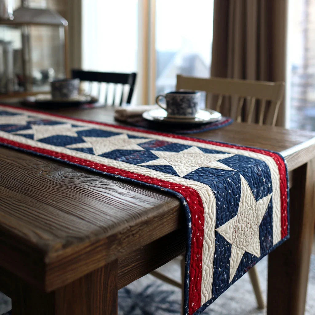 Freedom Stars Quilted Table Runner