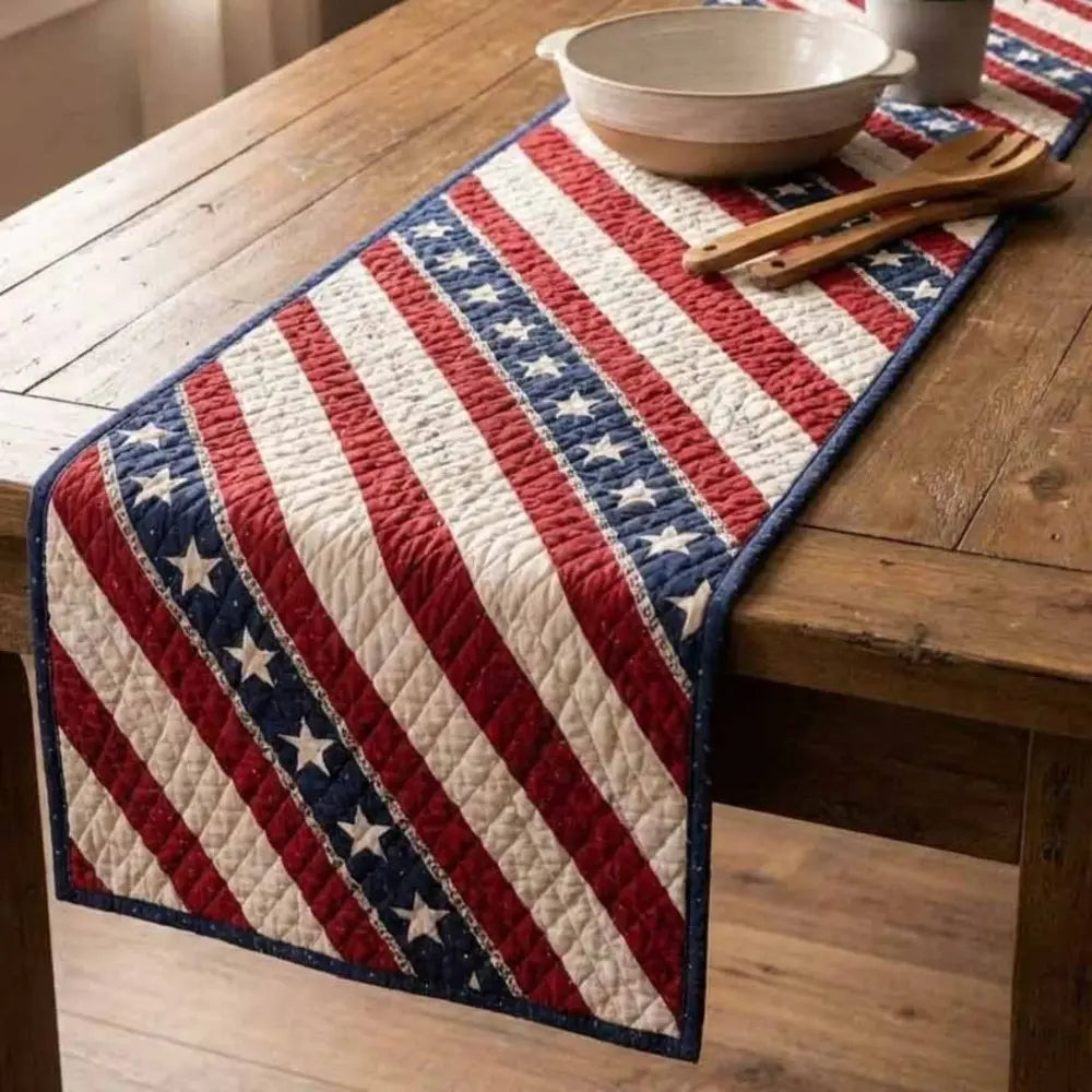 Freedom Stripes Quilted Table Runner
