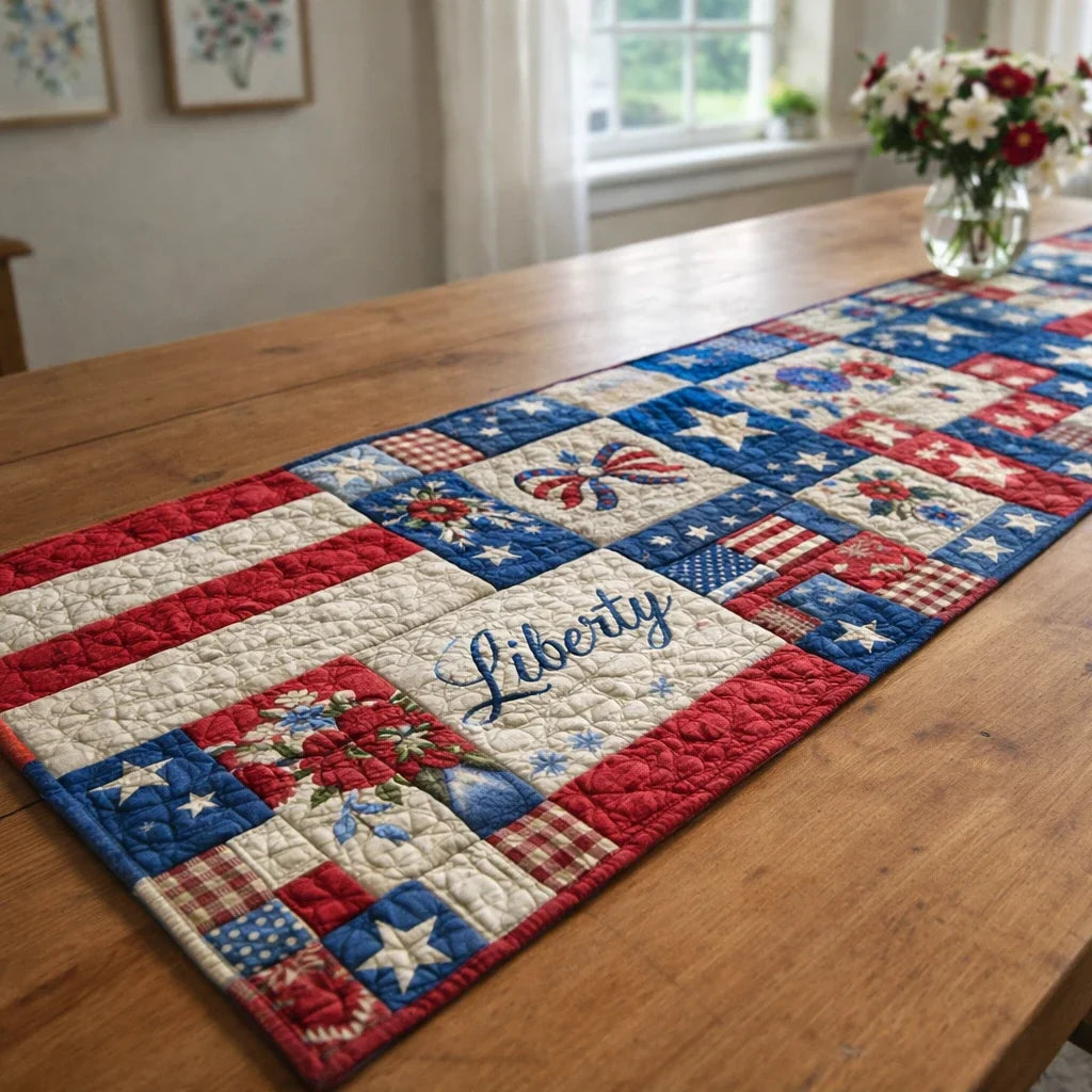 Freedom Stripes Quilted Table Runner