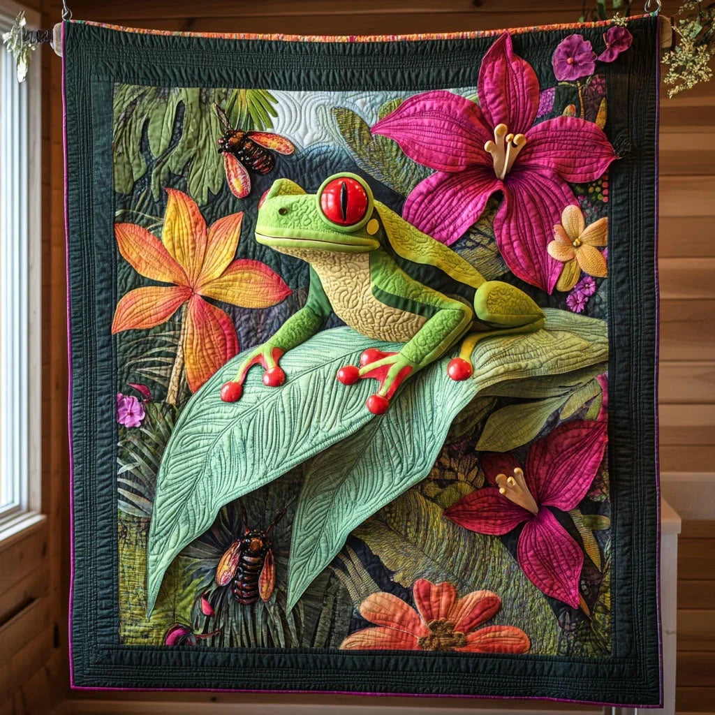 Frog Tropical Quilt Blanket
