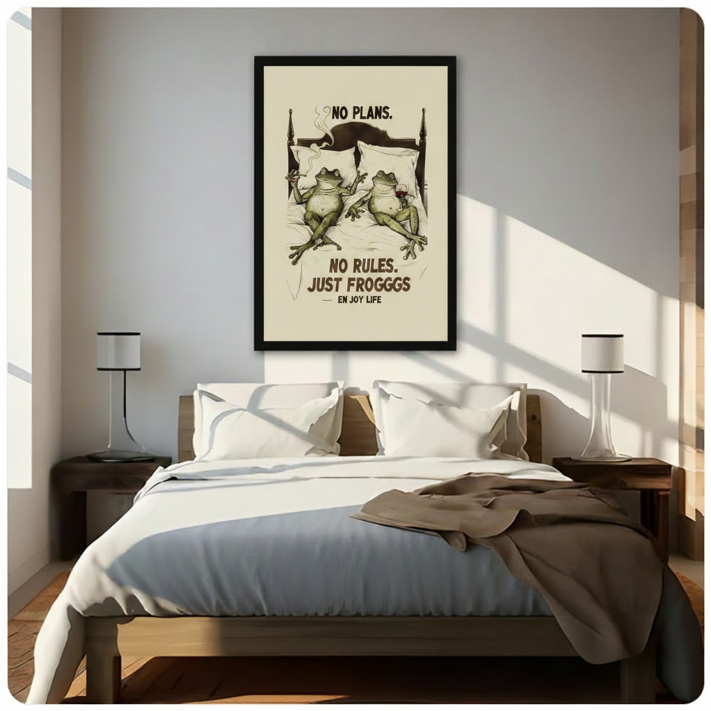 No Plans No Rules Funny Frog Canvas Art Wall Art