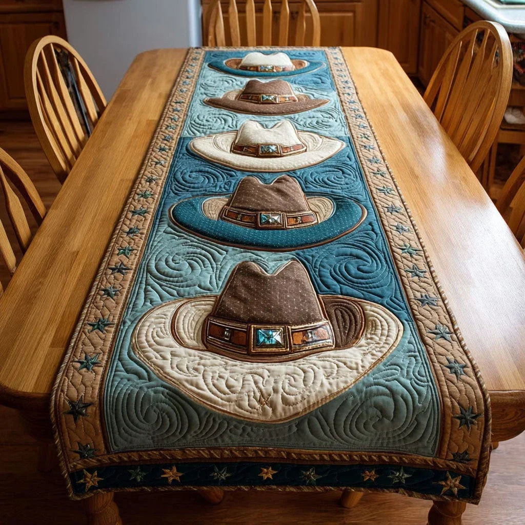 Frontier Hats Quilted Table Runner