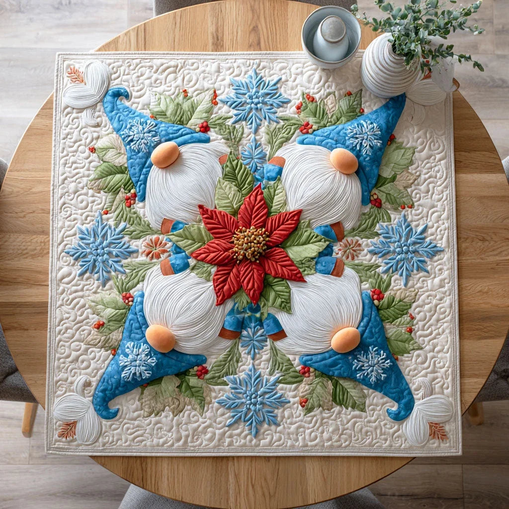 Frost Gnome Tale Quilted Table Topper