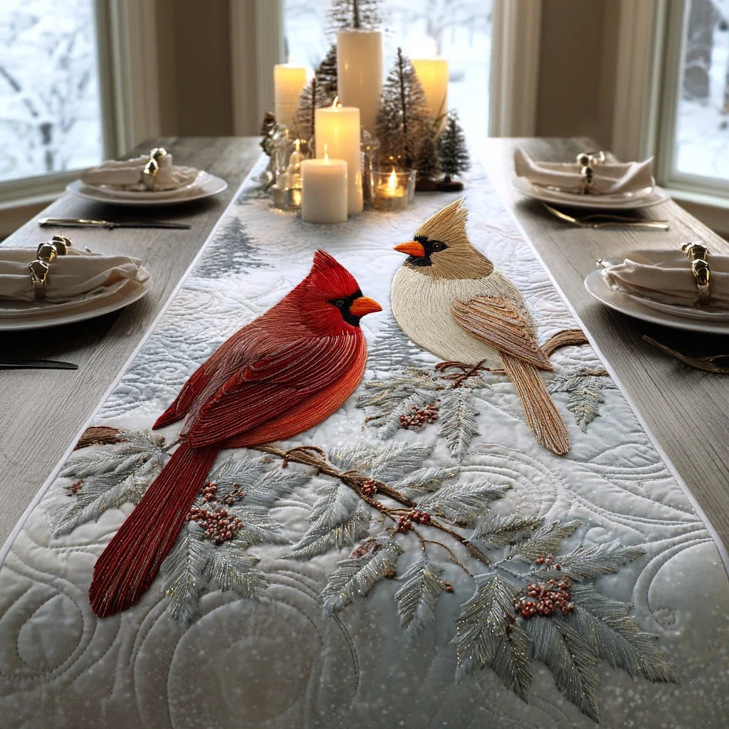 Frosted Harmony Quilted Table Runner