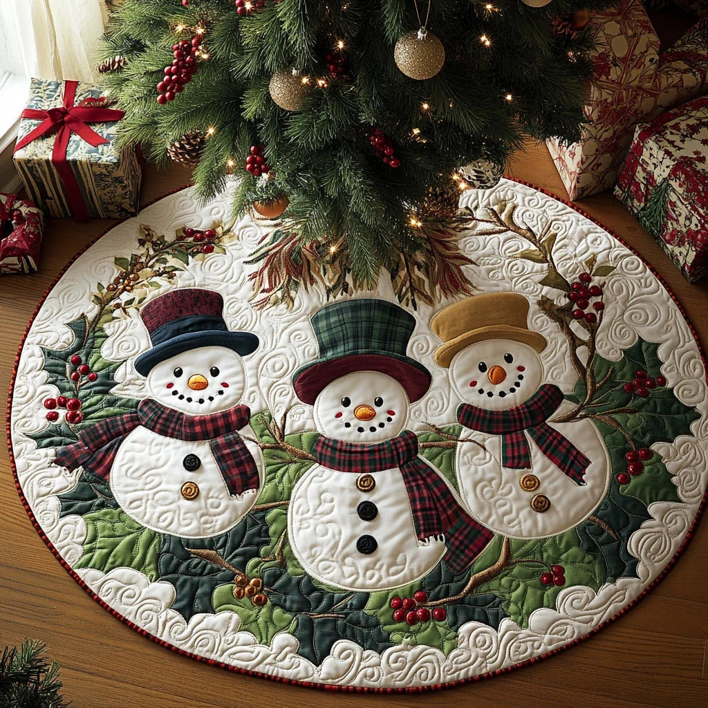 Frozen Whispers Christmas Quilted Tree Skirt