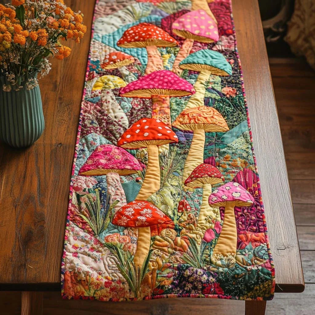 Fungi Magic Quilted Table Runner