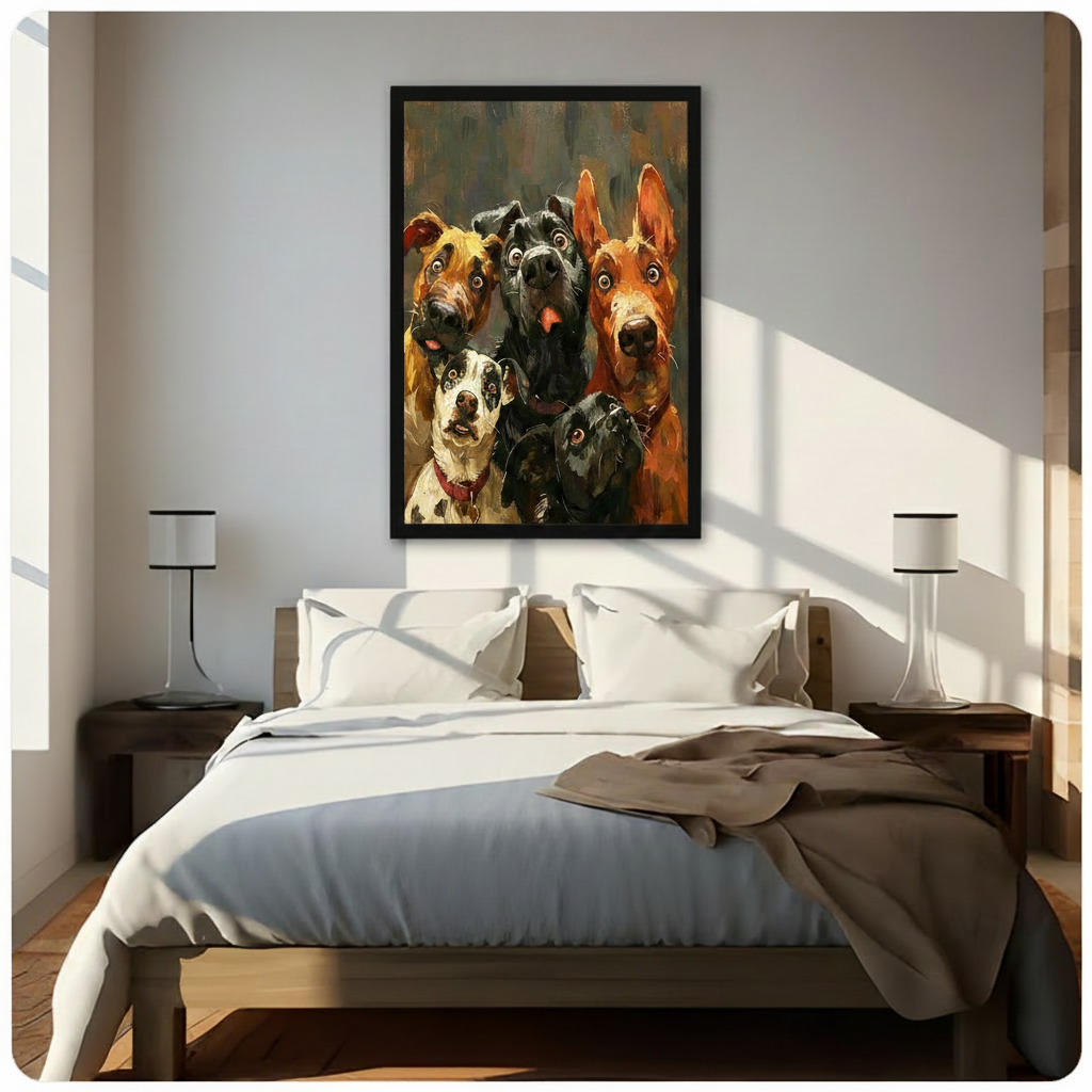 Funny Dogs Gang Canvas Wall Art